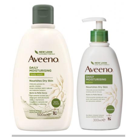 Aveeno Bundle Bagno Doccia 500 ml + Crema Idratante 300 ml