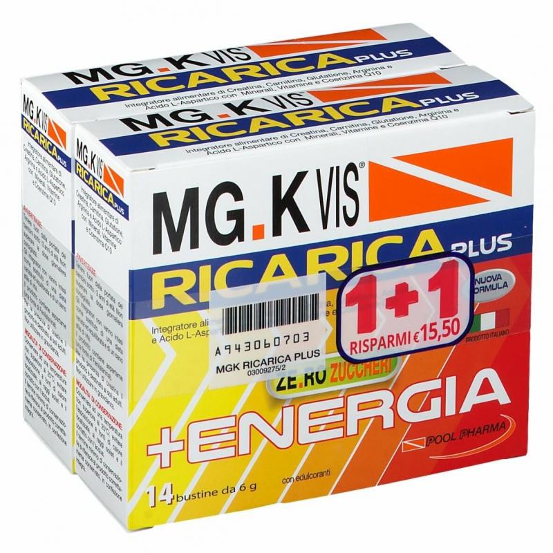 MGK VIS Ricarica Plus Integratore Per la stanchezza Fisica 14+14 Bustine