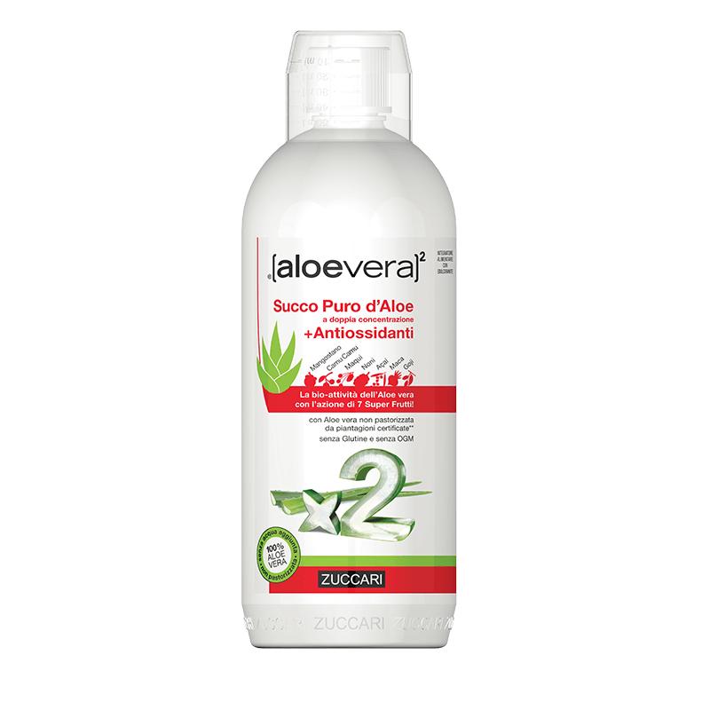 Zuccari Aloevera2 Succo puro d'aloe a doppia concentrazione con antiossidanti 1 litro