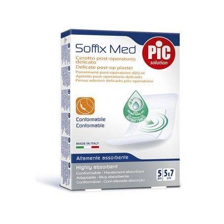 Cerotto Pic Soffix Med In Tnt Con Tampone Centrale Assorbente Sterile Monouso 5x7 Cm Antibatterico 5 Pezzi