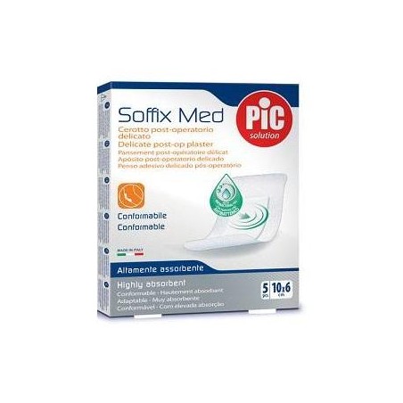 Cerotto Pic Soffix Med In Tnt Con Tampone Centrale Assorbente Sterile Monouso 10x6 Cm Antibatterico 5 Pezzi