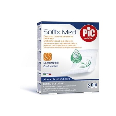 Cerotto Pic Soffix Med In Tnt Con Tampone Centrale Assorbente Sterile Monouso 10x10 Cm Antibatterico 5 Pezzi