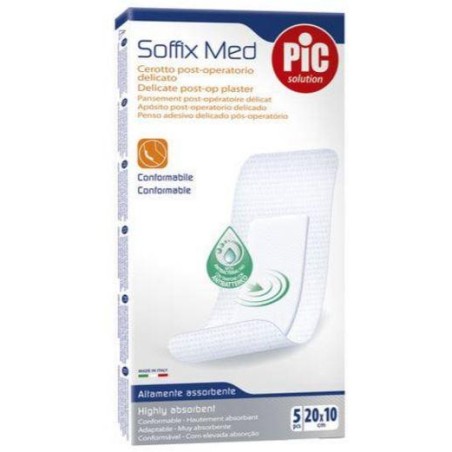 Cerotto Pic Soffix Med In Tnt Con Tampone Centrale Assorbente Sterile Monouso 10x20 Cm Antibatterico 5 Pezzi
