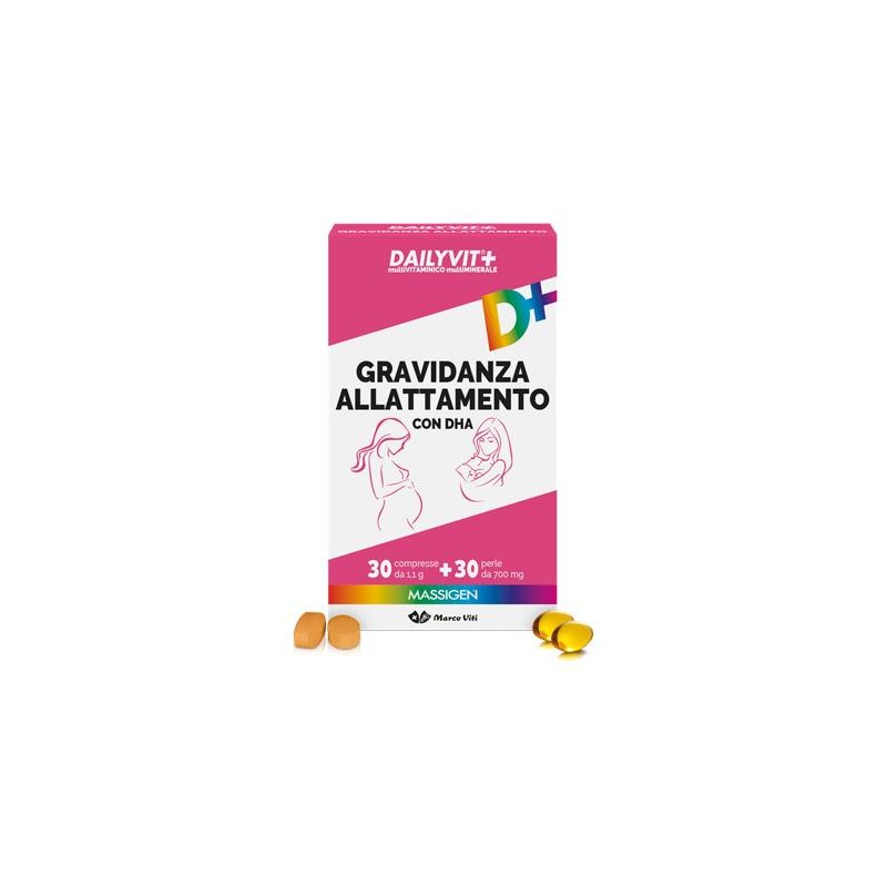 Dailyvit+ Gravidanza Allattamento Con Dha Multivitaminico E Multiminerale 30 Compresse + 30 Perle