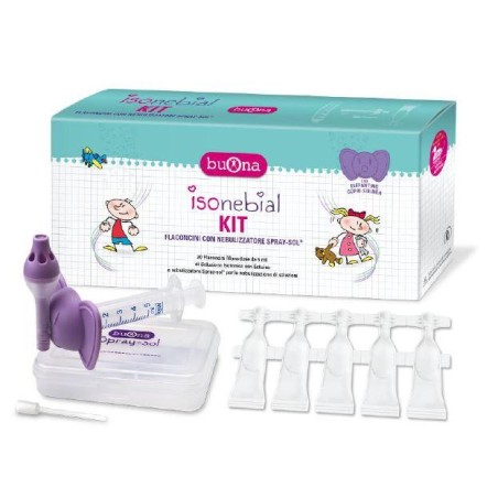 Isonebial Kit Pulizia Cavita' Nasali 20 Flaconcini Monodose 5 Ml + Siringa Luer Lock Soft-jeck + Ago Cannula + Nebulizzatore Spr