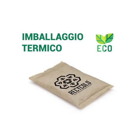 Sacchetto accumulatore di freddo in carta kraft con gel biodegradabile.
