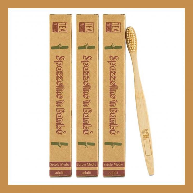 Pacchetto da 3 spazzolini in bambù con setole medie di Teanatura