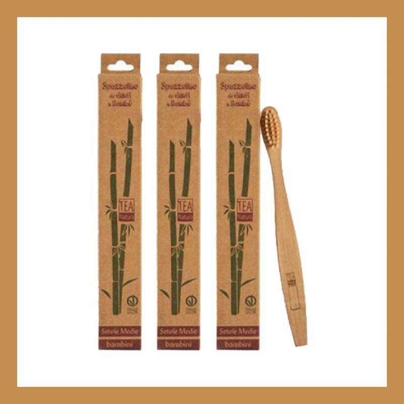 Teanatura pacchetto con 3 spazzolini in bambù per bambini