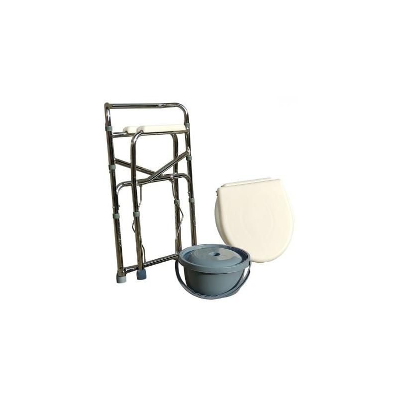 Ausilium Sedia Pieghevole Comoda 4 in 1 per Wc o Doccia Altezza Regolabile  45-55Cm