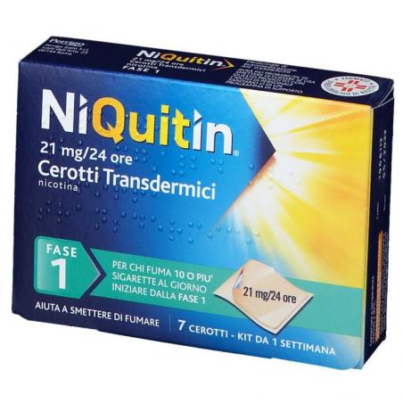 NiQuitin Cerotti Trasparenti per Astinenza da Nicotina 7 Cerotti 21MG/24H