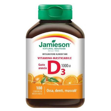 Jamieson Vitamina D Masticabile 1000UI Arancia per la Salute delle Ossa 100 Compresse