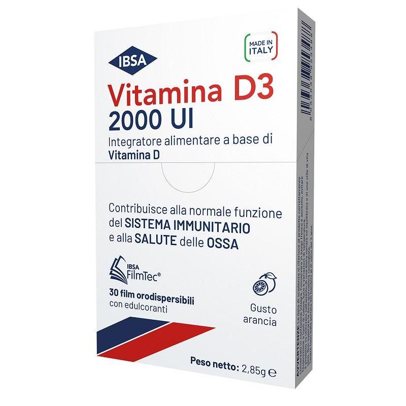 Ibsa Vitamina D3 2000UI Integratore per il Sistema Immunitario e le Ossa 30FILM