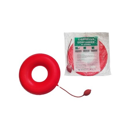 Ciambella Gonfiabile Per Invalidi In Gomma Rossa Team Deluxe Con Pompa 40cm Diametro