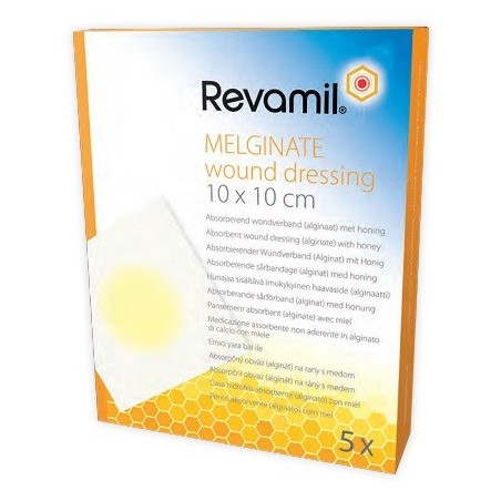 Garza Medicata Revamil Melginate Alginato Miele 10x10 Cm 5 Pezzi