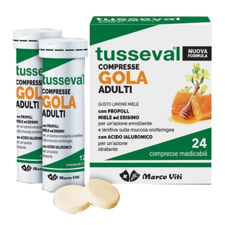 Tusseval Gola Adulti 24 Compresse Masticabili Limone E Miele