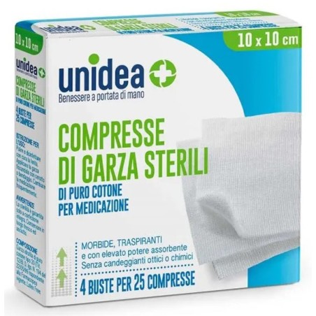 Garza Compressa Unidea Cotone 10 X 10 Cm 100 Pezzi