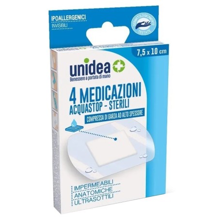 Medicazione Unidea 7,5 X 10 Cm Sterile Impermeabile 4 Pezzi