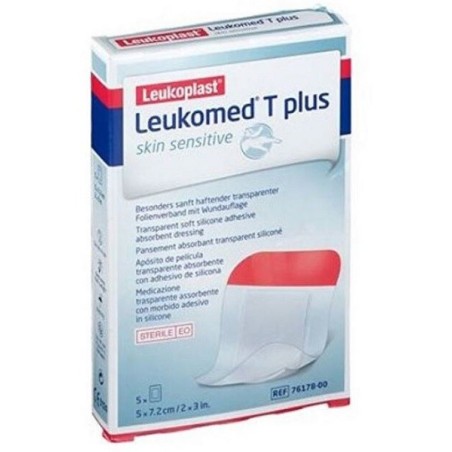 Leukomed T Plus Skin Sensitive Medicazione Post-operatoria Trasparente Impermeabile Con Massa Adesiva Al Silicone 5x7,2cm 5 Pezz
