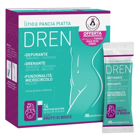 Pancia Piatta Dren Frutti Di Bosco 14 Bustine Stick Pack + Fango Attivo Cellulite 100 Ml Omaggio