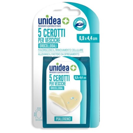 Cerotto Idrocolloidale Ovale Unidea Per Vesciche 4,4x6,9 Cm 5 Pezzi