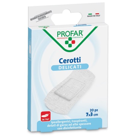 Cerotto Tessuto Non Tessuto Delicato Grandi 7x3 Cm 20 Pezzi Profar