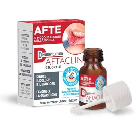 Dermovitamina Aftaclin Gel Orale 7 Ml Contro Dolore E Brucione Senza Zucchero E Senza Glutine