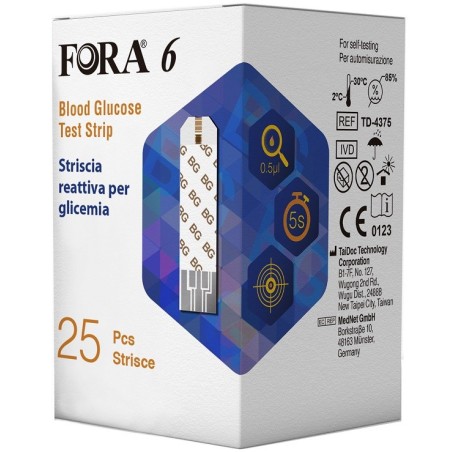 Strisce Misurazione Glicemia Fora 6 Connect Box Da 25 Pezzi