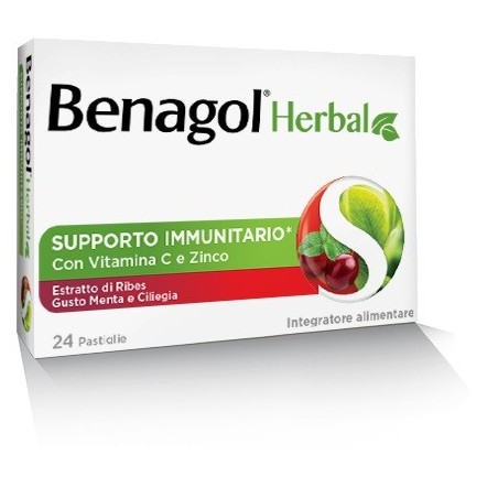 Benagol Herbal Menta E Ciliegia 24 Pastiglie
