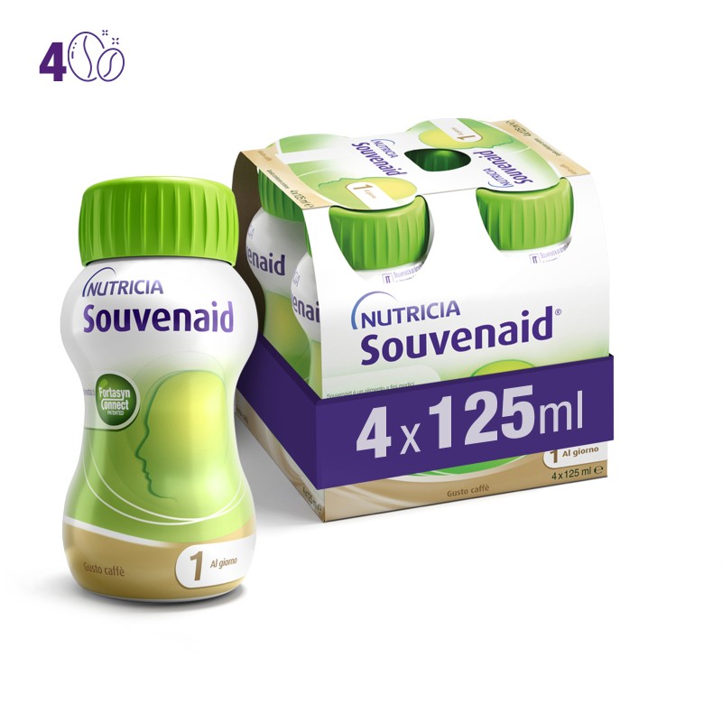 Nutricia Souvenaid Gusto Caffè Alimento a Fini Medici per il Supporto Cognitivo Cluster da 4x125 ml