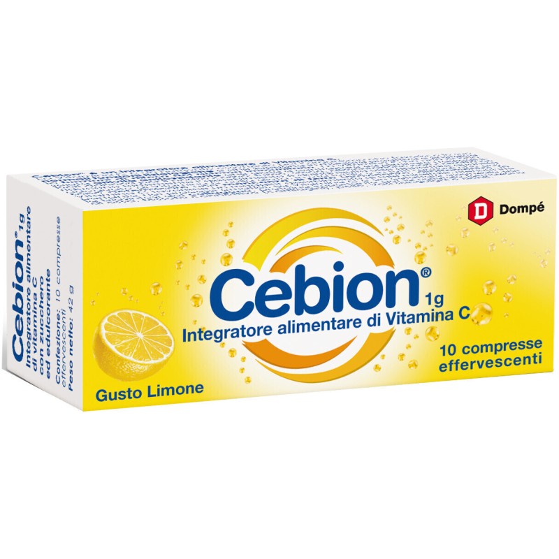 Dompe' Cebion Vitamina C Integratore Alimentare Gusto Limone 10 Compresse Effervescenti
