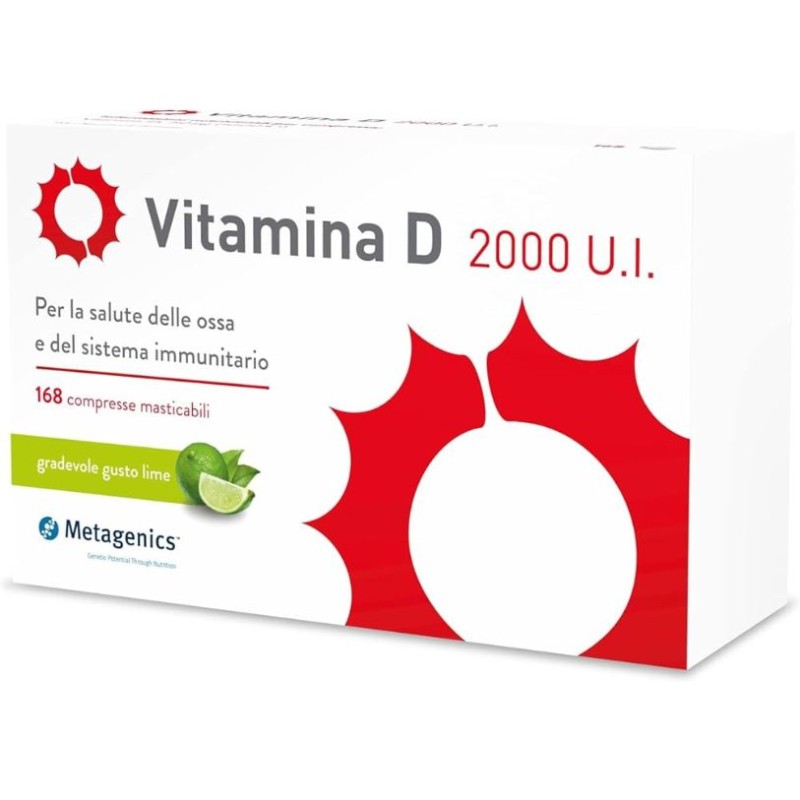 Metagenics Vitamina D 2000 Integratore per le Ossa 168 Compresse Masticabili