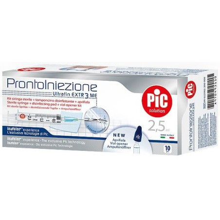 Siringa Pic Solution Pronto Iniezione 2,5 Ml Ago Gauge 23 1 1/4 10 Pezzi