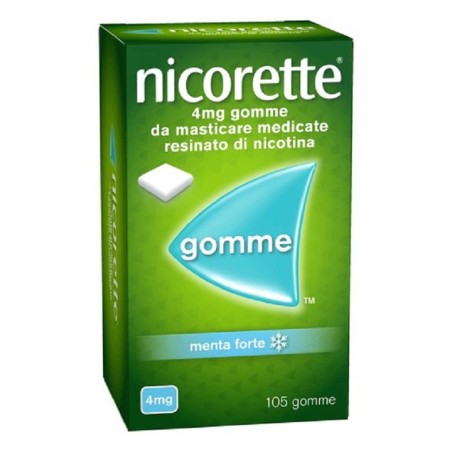 Nicorette 105 Gomme da Masticare per Smettere di Fumare Gusto Menta Forte 4MG