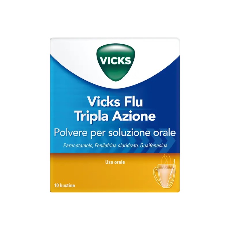 Procter & Gamble Vicks Flu Tripla Azione Soluzione Orale Polvere 10 Buste - Scadenza 30/09/2026