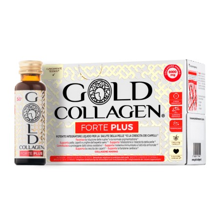 Minerva Gold Collagen Forte Plus Integratore per la Bellezza della Pelle 10 Flaconcini