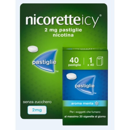 Nicoretteicy 40 Pastiglie 2mg per Smettere di Fumare - Aroma Menta Senza Zucchero