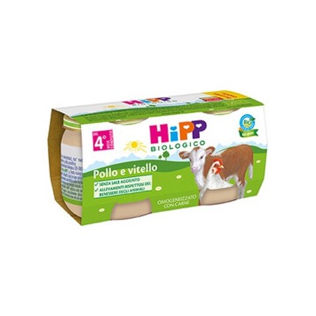 Hipp Biologico Omogeneizzati di Carne di Pollo e Vitello 2*80g