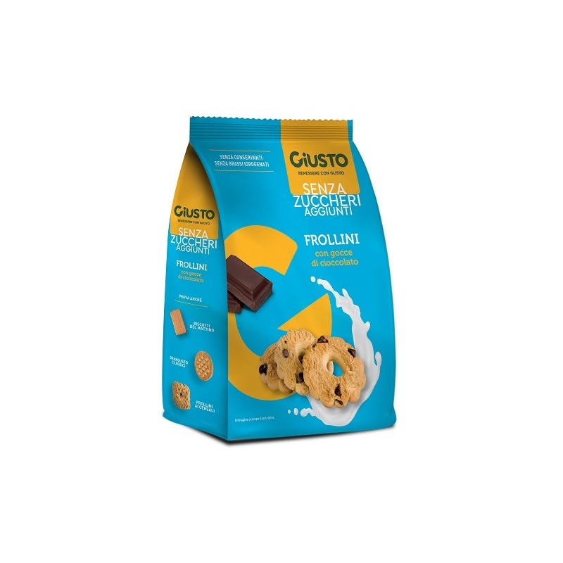 GIUSTO SENZA ZUCCHERO FROLLINI GOCCE CIOCCOLATO SENZA ZUCCHERO 350 G