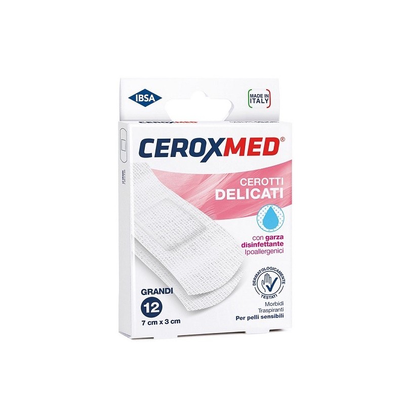 CEROTTI DELICATI CEROXMED CON GARZA DISINFETTANTE PER PELLI SENSIBILI 7X3CM 12 PEZZI