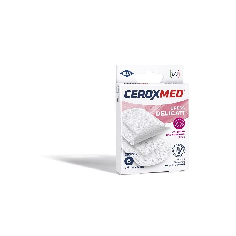 DRESS DELICATI CEROXMED CON GARZA ALTO SPESSORE PER PELLI SENSIBILI 7,5X5CM 6 PEZZI