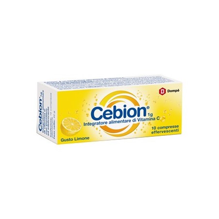 Dompe' Cebion Vitamina C Integratore Alimentare Gusto Limone 10 Compresse Effervescenti