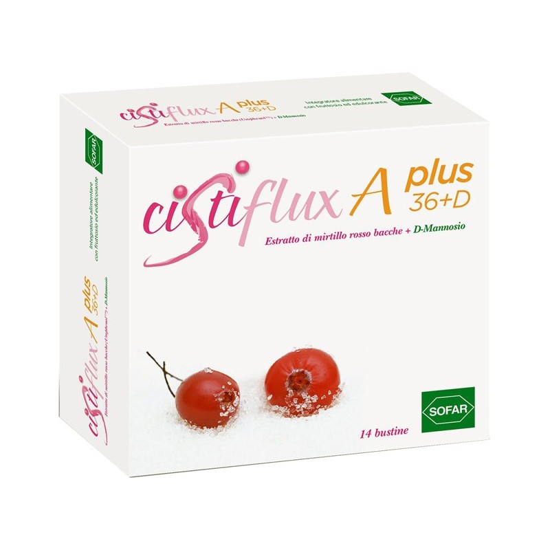 Cistiflux Plus integratore con D-mannosio e mirtillo rosso per vie urinarie 14 bustine Cistiflux Plus integratore con D-mannosio e mirtillo rosso per vie urinarie 14 bustine