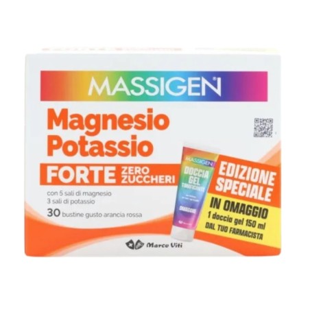 Massigen Magnesio e Potassio Forte Zero Zuccheri 30 Bustine