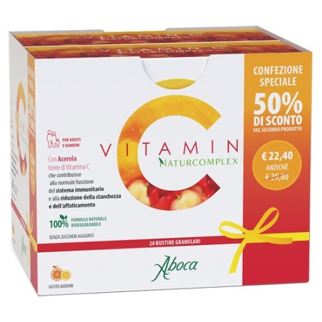 Aboca Vitamin C Naturcomplex per il Sistema Immunitario 20+20 Bustine Bipack