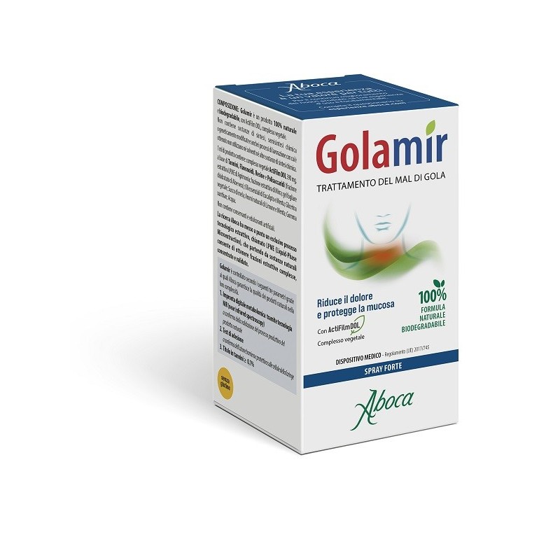 Aboca Golamir Spray No Alcool Trattamento Mal di Gola Adulti e Bambini 30ml