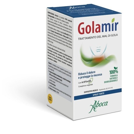 Aboca Golamir Spray No Alcool Trattamento Mal di Gola Adulti e Bambini 30ml