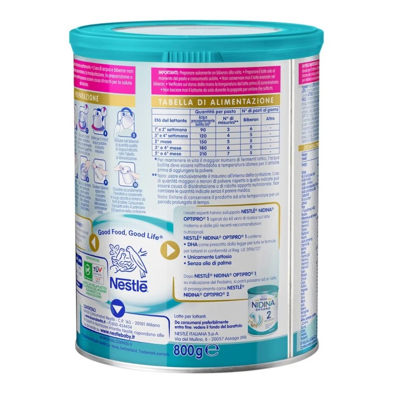 Nestlé NIDINA OPTIPRO 1 dalla Nascita Latte per Lattanti in Polvere 800 g Nestlé NIDINA OPTIPRO 1 dalla Nascita Latte per Lattanti in Polvere 800 g