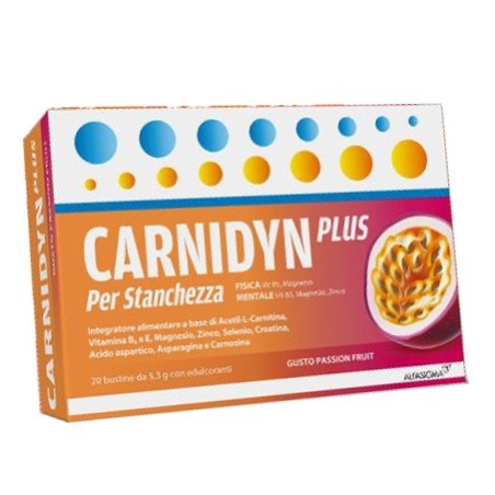 Carnidyn Plus integratore energetico con magnesio e creatina gusto Passion Fruit 20 bustine