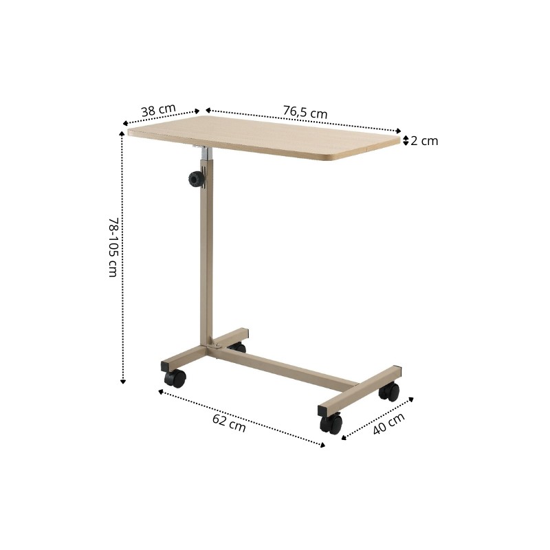 Ausilium Tavolino servipranzo regolabile con ruote per letti e poltrone