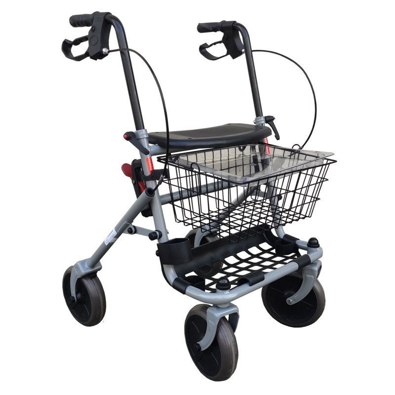 Ausilium Rollator deambulatore pieghevole a 4 ruote con seduta regolabile